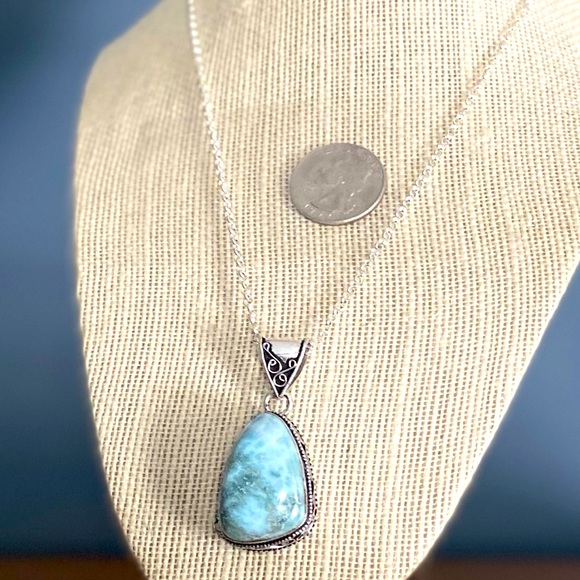 Mother Earth Jewelry Jewelry - Larimar & Sterling Siver Handcrafted Necklace I8”